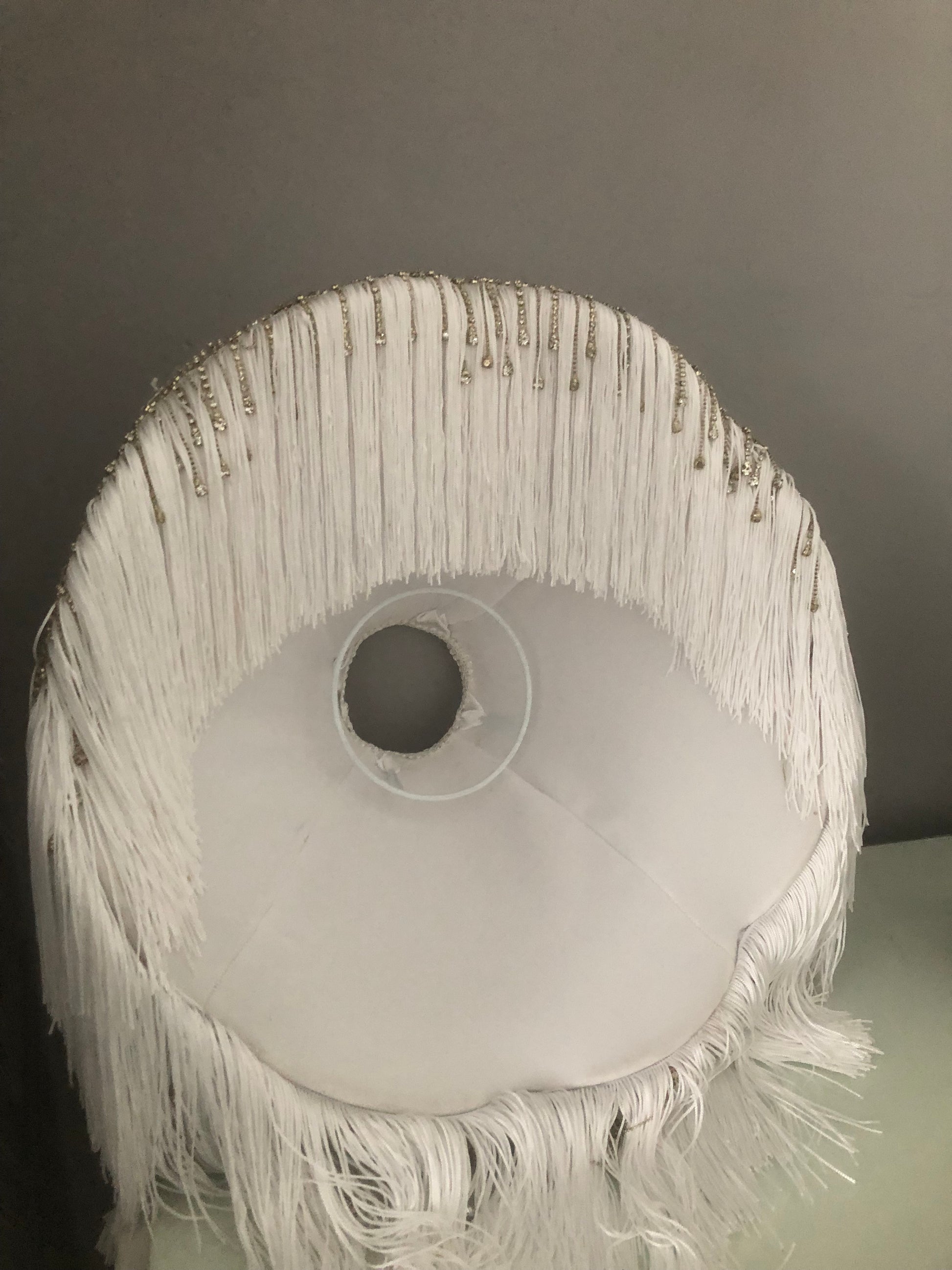 Interior view (lining detail)
“Inside view of Victorian silk lampshade showing smooth ivory lining, quality craftsmanship, and antique-inspired handmade finish.”